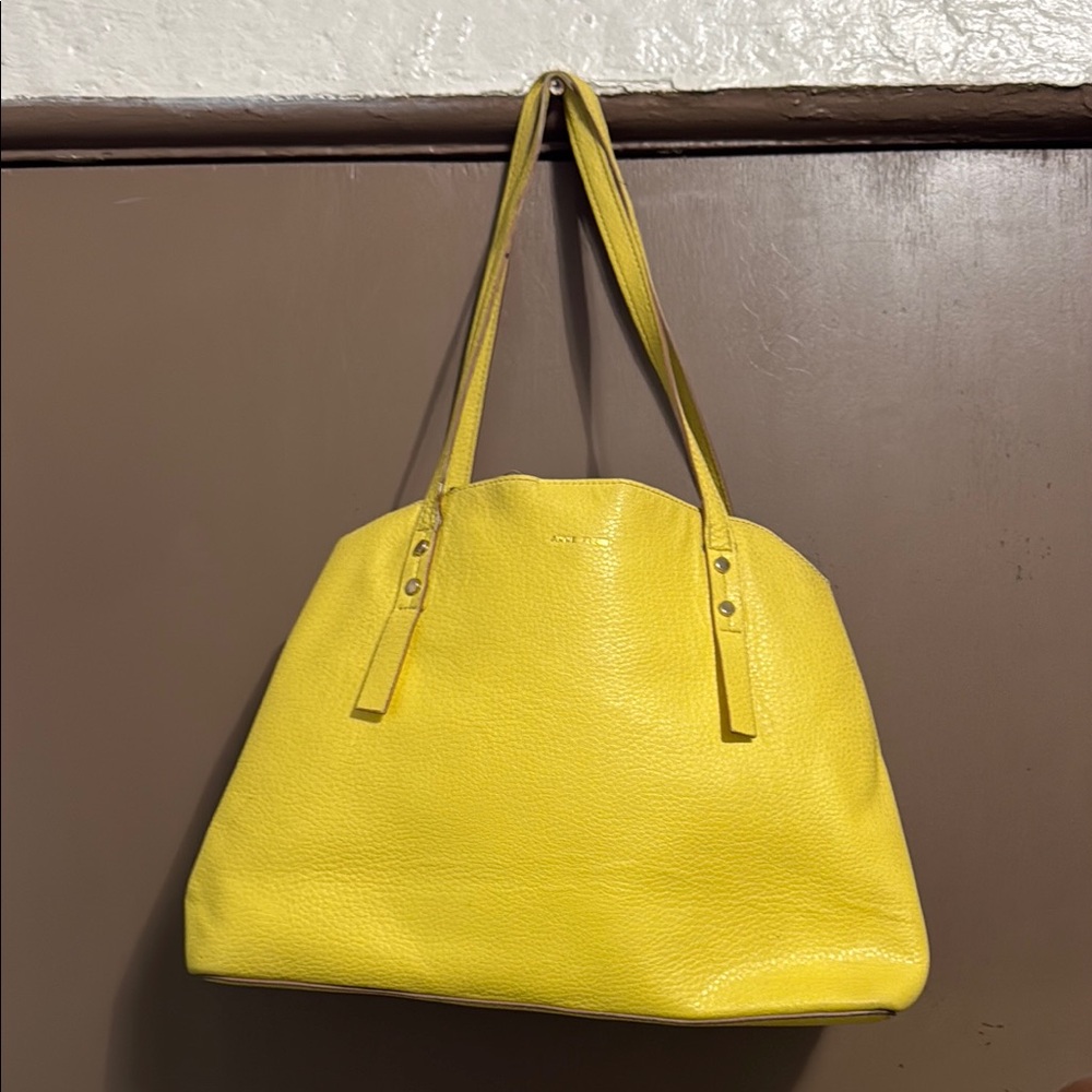 Anna Klein Yellow Leather Tote Bag - Picture 1 of 6